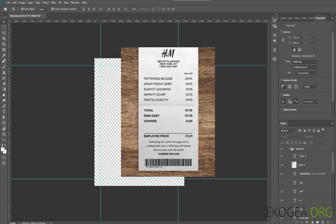 Chèque de paiement du magasin H&M template